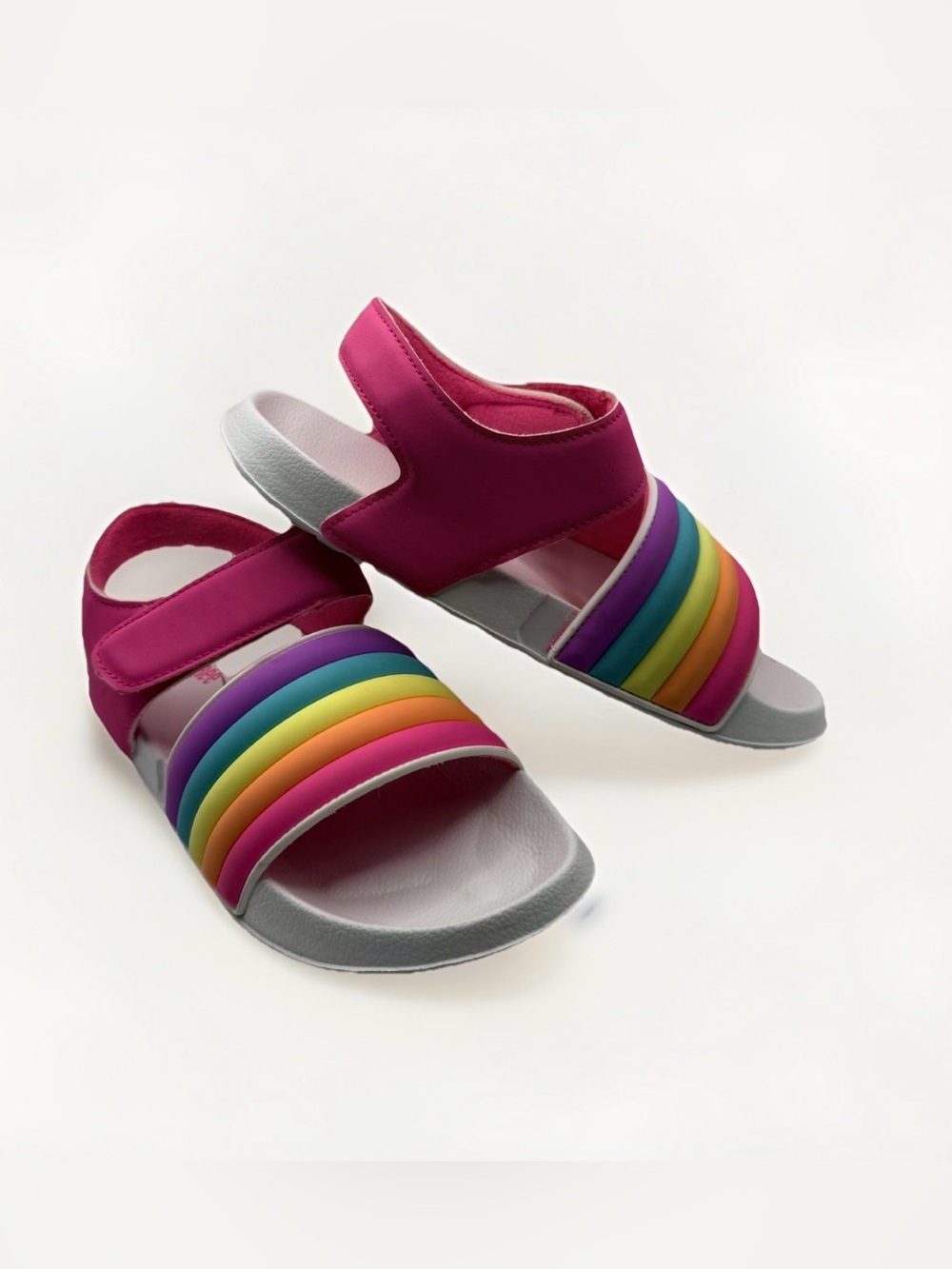 Gymboree Rainbow Slides Pink Little Girls Size 2 Strap Slip On Sandals VGUC